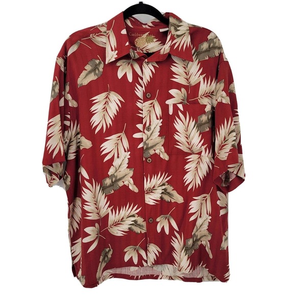 Caribbean Pinapple Shirts Caribbean Pineapple Mens L Palm Leaf 0 Silk Button Front Shirt